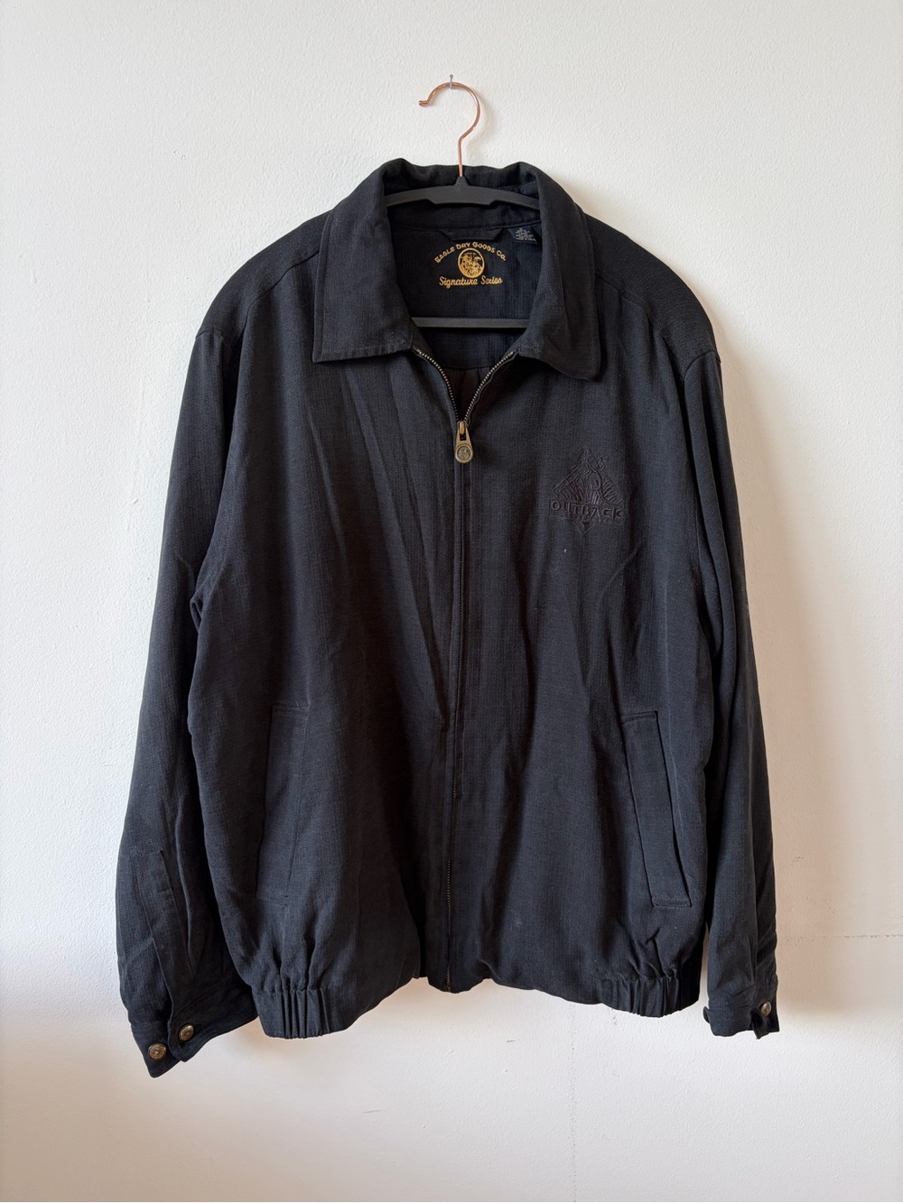 Vintage 90s Eagle Dry Goods Silk Outback Steakhouse Bomber Jacket Mens Medium